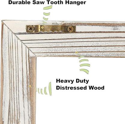 CALIFORNIA CADE ELECTRONIC Rustic Wall Decor-Home Decor Window Barnwood Frames -Room Decor for Home or Outdoor, Not For Pictures, Set of 2 (White)