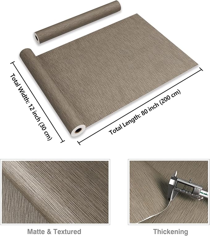 CRE8TIVE Tan Grasscloth Peel and Stick Wallpaper Textured Faux Grass Cloth Contact Paper for Cabinets Self Adhesive Removable Linen Fabric Wallpaper for Living Room Bedroom Table Dresser Decor 12