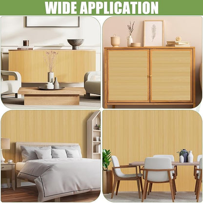 2 Pack Bamboo Wall Panel for Interior Wall Decor, Renewable Pole Wrap Wainscoting Roll Bamboo Covering Paneling for Wall Ceiling Office Bedroom Living Room (48" H x 96" L, Light-Carbonized)