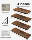 BAYKA Wall Shelves for Bedroom Decor, Floating Wall Shelves for Living Room Kitchen Storage, Mounted Rustic Wood Floating Shelves for Kids Books, Corner Shelf for Bathroom(Rustic Brown，Set of 4)