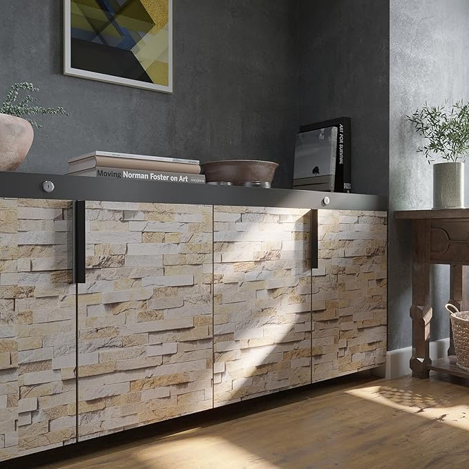 VEELIKE Slate Brick Wallpaper Peel and Stick Vintage Faux Brick Contact Paper for Dollhouse Fireplace Accent Walls 15.7''x354'' Self Adhesive Removable 3D Stone Wallpaper for Bedroom Bathroom Kitchen