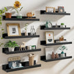 Heimlove 24 inch Picture Ledge Shelf Set of 8,Long Floating Shelves for Wall,Black Picture Shelf with Lip for Wall Decor,Living Room Bedroom Bookshelf Photo Frames Nursery Book Shelves for Storage