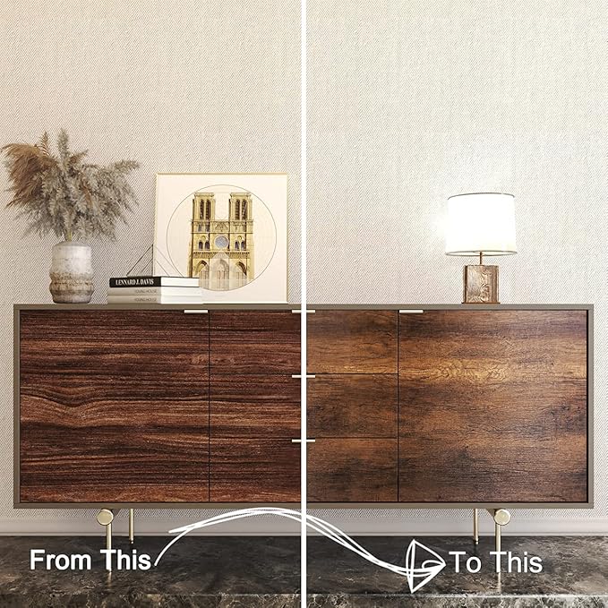 Decotalk Contact Paper Wood Grain Peel and Stick Wallpaper Self Adhesive Removable Brown Wood Contact Paper for Countertops Waterproof Vintage Wallpaper for Drawer Liner Cabinets Walls Desk 30x120inch