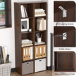 5 Cube Storage Organizer, 5 Tier Cube Low Bookcase Freestanding Storage Display Organizer, Three-Cubes Open Shelf Bookshelf for Home Office (Dark Brown,Black Walnut, 5-Cube)