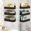 Magnetic Spice Rack for Refrigerator, Kitchen Organizer and Storage Shelf, Black (6 Pack)…