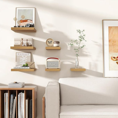 Square Floating Shelves for Wall 12"W x 12"D x 1.2"H, Small Engineered Wood Wall Shelves with Invisible Brackets for Living Room Bedroom Bathroom Office Kitchen Storage & Decor, Oak Finish, Set of 3