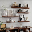 Fun Memories Floating Shelves 48 Inch Long, 9.3 Inch Deep Classic Crown Molding Floating Shelves for Wall, Rustic Wooden Shelves for Wall Decor Bathroom, Kitchen, Office, (Walnut, 1Pack)