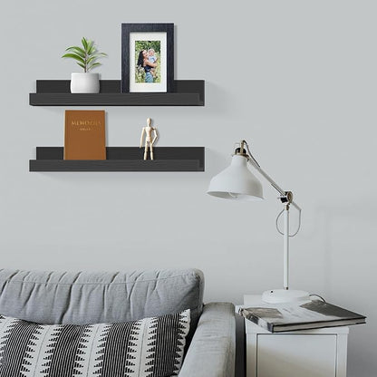 ZNZ Floating Wall Shelves for Home Decor, Durable PS Material Shelf, Strong One-Piece Design for Bedroom, Living Room, Office, Kitchen, Bathroom, Picture Ledge, Black