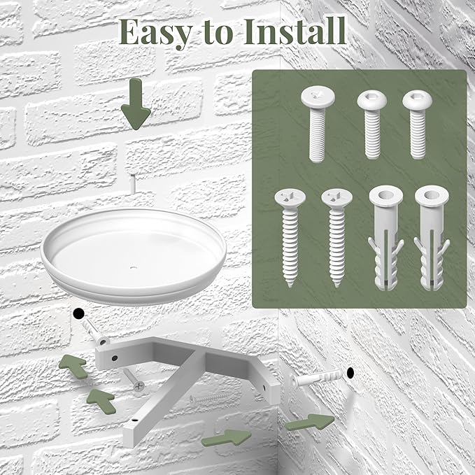 BXF Corner Wall Planters for Indoor Plants, 90 Degree Floating Shelves. Heavy Duty Mounted Holder, Minimalist Hanging Decor. Window Shelf Fits 4-7 Inch Pots (White, 3 Pack)