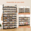 Tall Shoe Rack 10 Tier Shoe Organizer Large Shoe Shelf with 18 Hooks Storage for 50 Pair, Stackable Vertical Shoe Rack Organizer for Closet, Entryway, Bedroom
