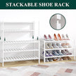 Smiry Bamboo Shoe Rack for Closet, 3 Tier Wooden Stackable Shoe Organizer, Free Standing Shoes Storage Shelf for Entryway, Front Door Entrance, White