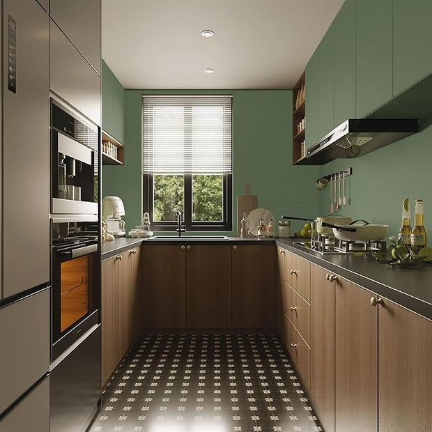 practicalWs Green Contact Paper Peel and Stick Wallpaper with Tools, Modern Removable Wall Paper for Bedroom Walls, 17.7'' x 393.7'' Self-Adhesive Thickened Wallpaper for Kitchen Cabinets and Drawers