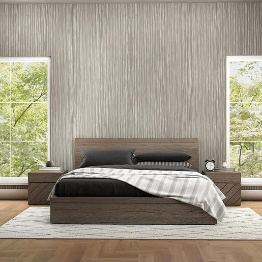 Timeet Modern Peel and Stick Wallpaper Self Adhesive Wallpaper 17.3" x 393.7" Textured Neutral Stripe Contact Paper Removable Vinyl Wall Paper for Accent Wall Modern Minimalist Wall Decor