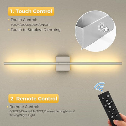 L LOHAS LED Battery Operated Wall Sconces Set of 2, Battery Wall Sconce 10000mAh, Nickel Rechargeable Sconces 3CCT, 31.6 Inch Wireless Wall Lights, Sconce Wall Decor for Bedroom, Living Room
