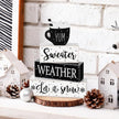 Marsui 4 Pcs Winter Wooden Tabletop Decor Rustic Hot Cocoa Block Sign Gift Farmhouse Christmas Tiered Tray Centerpiece Winter Decor for Home Office Desk Shelf Mantel