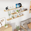 RICHFOCUS Floating Shelves for Wall, 48 inch Solid Wood Picture Ledge Shelf for Wall Storage, Nursery Book Shelves with Lip for Living Room Bathroom Bedroom Kitchen, Set of 3, Natural