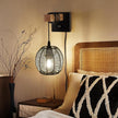 N01 100% Dimmer Wall Sconce with Hand Woven Rattan Boho Wall Lamp Farmhouse Wall Mount Light Fixture Plug in Wall Sconces for Bedroom Living Room Kitchen