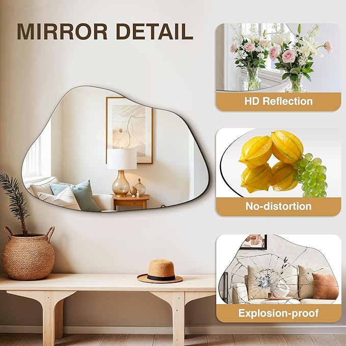 FICTOR Irregular Asymmetrical Wall Mirror, 36