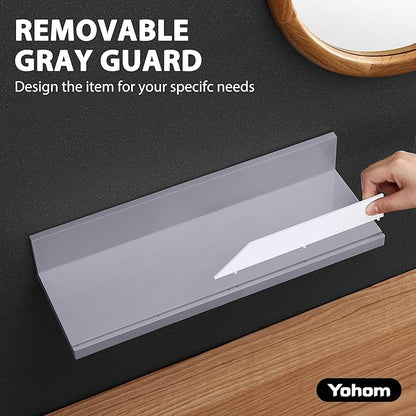 YOHOM Gray Adhesive Floating Shelf No Drilling for Bathroom Tile Wall Stick on Shower Shelf Rack Organizer 14.96inch