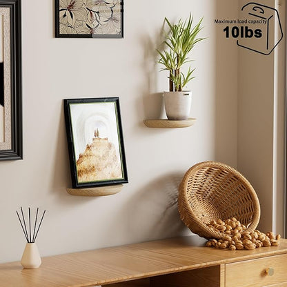 Solid Wood Half Round Floating Wall Shelves | Elegant Floating Shelves, Elevate Your Space. Perfect for Living Rooms, Bathrooms, Bedrooms, Offices, Children's Rooms