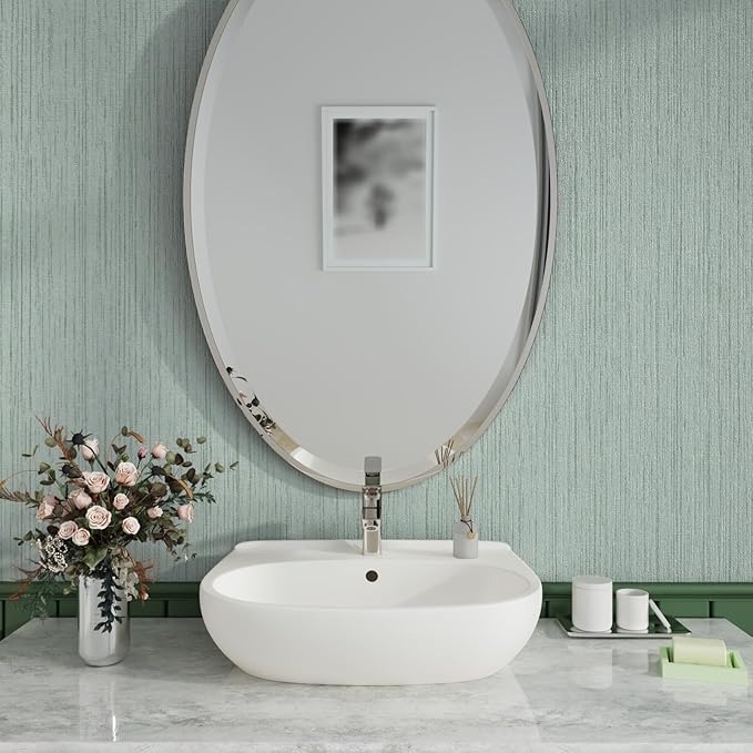CRE8TIVE Large Size Mint Green Grasscloth Peel and Stick Wallpaper Textured 24