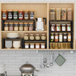 Expandable Spice Rack Kitchen Cabinet Shelf Organizer, Stackable Storage Shelves Racks, Adjustable Counter Shelving for Cabinets, Countertop, Cupboard,Pantry and More(3Packs/Black/Large)
