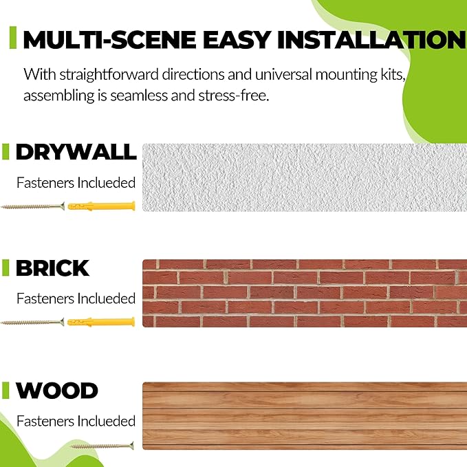 Wood Floating Shelves, 16 inch Wall Mount Shelves for Bathroom, Living Room, Kitchen, Bedroom, Office, Unfinished Color