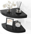 Fun Memories Floating Corner Shelves Set of 2 - Rustic Wood Wall Mounted Storage and Display Shelves for Living Room, Bedroom, Kitchen, Bathroom - Space Saving Home Decor, Black