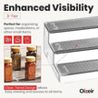 Oizeir Expandable Spice Organizer Rack - 3-Tier - Clear Adjustable Tiered Shelf Spices Organization for Kitchen Cabinet and Pantry Storage