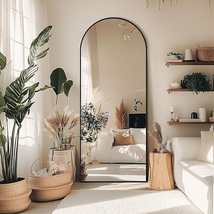 Full Length Mirror, 58" x 18.5" Arched Full Body Mirror Large Standing Floor Mirrors, Mirrors for Bedroom, Bathroom, Living Room Standing or Wall Leaning, Black
