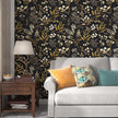 Gothic Wallpaper Peel and Stick Dark Floral Wallpaper 17.5in x 78.7in Vintage Leaf Contact Paper Vinyl Waterproof Self Adhesive Boho Botanical Wall Paper for Bedroom Cabinet Décor