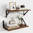 Axeman Floating Shelves for Wall, 16''W x 8''D Wood Floating Shelves Set of 2, 8 Inch Deep Rustic Wall Shelves for Bookshelf Living Room Bedroom Home Office Bathroom