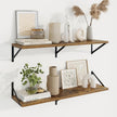 Axeman Deep Floating Shelves | 36 Inch Brown Wall Shelves Set of 2 | 10 Inch Deep Wood Floating Shelves for Wall | 36
