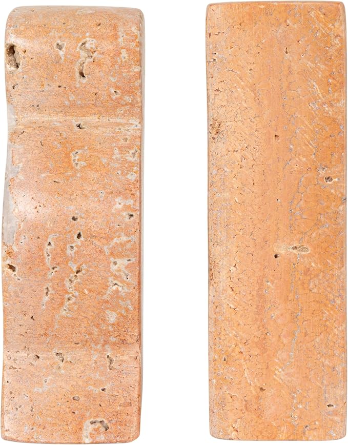 Creative Co-Op Decorative Travertine Wave Bookends, Blush