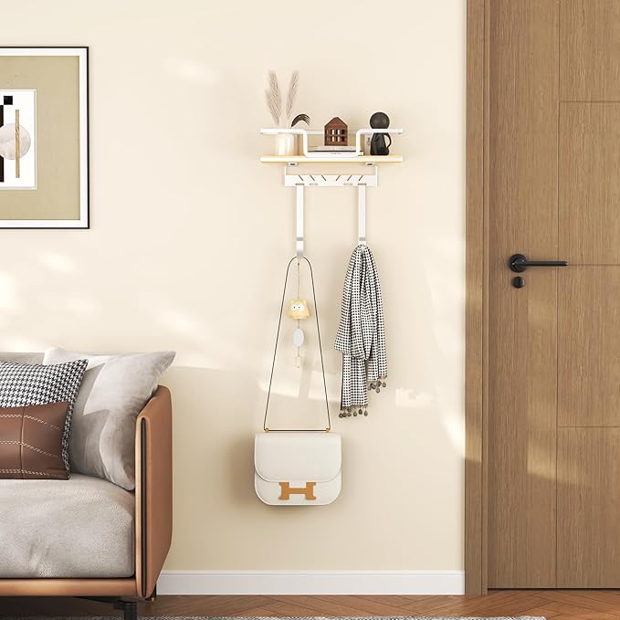efluky Floating Shelves Wall Mounted, Metal Storage Rack for Wall Room Decor, Hanging Shelf for Bathroom, Bedroom, Living Room & Kitchen, White