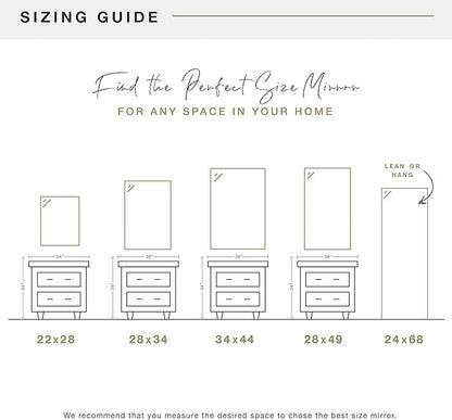 MCS Ezra 22.66x28.66 Large Wall Mirror, Brushed Nickel & Beveled Detail Mirror, Vertical & Horizontal Wall Hanging Mirror for Bathroom, Bedroom & Livingroom