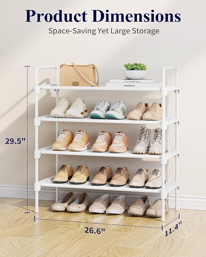 Kitsure Shoe Rack for Closet, Shoe Organizer for Front Door Entrance, Stackable Shoe Shelf, Detachable Closet Organizers and Storage, 26.6