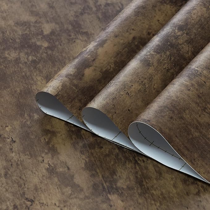 32x157inch Wide Dark Brown Concrete Wallpaper Peel and Stick Tan Cement Contact Paper Retro Industrial Style Wall Paper Matte Thick Bubble-Free Design Waterproof Self-Adhesive Vinyl Furniture Sticker