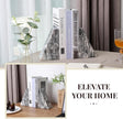Koville Marble Bookends for Shelves, Large Bookends for Heavy Books, Natural Stone Book Stopper for Books CD Movies, Aesthetic Decorative Book Ends (Grey)