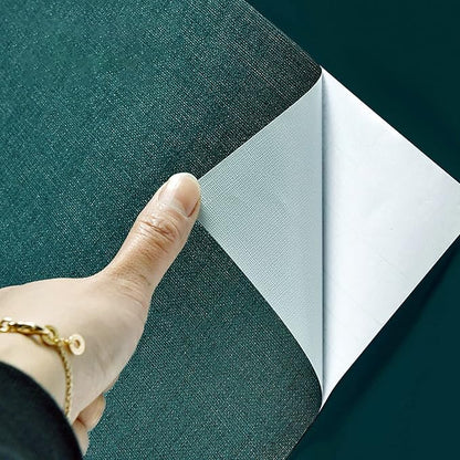 Yancorp Textured Fabric Emrald Green Peel and Stick Wallpaper - Faux Grasscloth, Linen, Removable - 24"x120" Self-Adhesive Wallpaper and Counter Top Liners