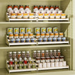 Expandable Carbon Steel Spice Rack Organizer for Pantry, Adjustable 3-Tier Ladder Shelf,Holds Up to 24 Cans,Kitchen Countertop Organizer, Rustproof Storage Rack for Spices, Cans, Sauces & Dry Goods