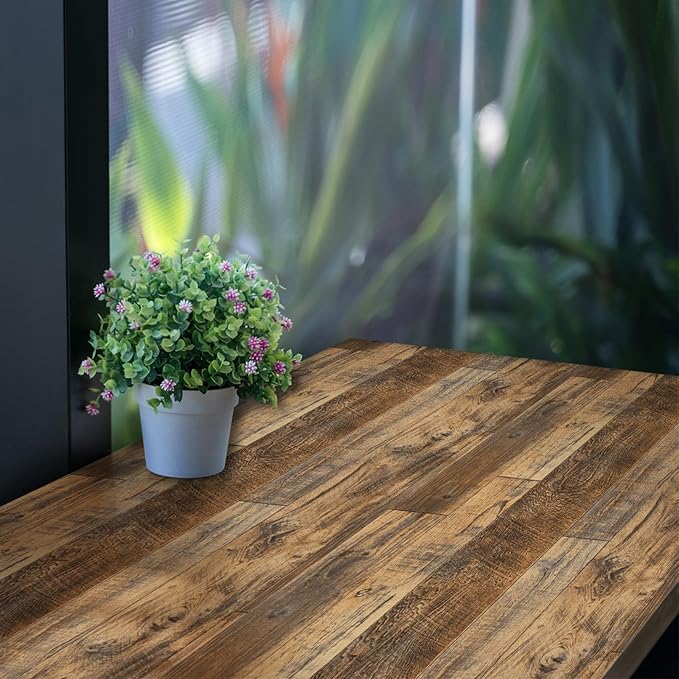 Decoroom 17.71''×511'' Peel and Stick Wallpaper Distressed Wood Plank Wallpaper Rustic Wood Grain Pattern Wall Paper Removable Self Adhesive Brown Shiplap Vinyl Film