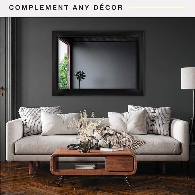 MCS 29.5x41.5 Large Wall Mirror, Classic Black Mirror, Vertical & Horizontal Wall Hanging Mirror for Bathroom, Bedroom & Livingroom
