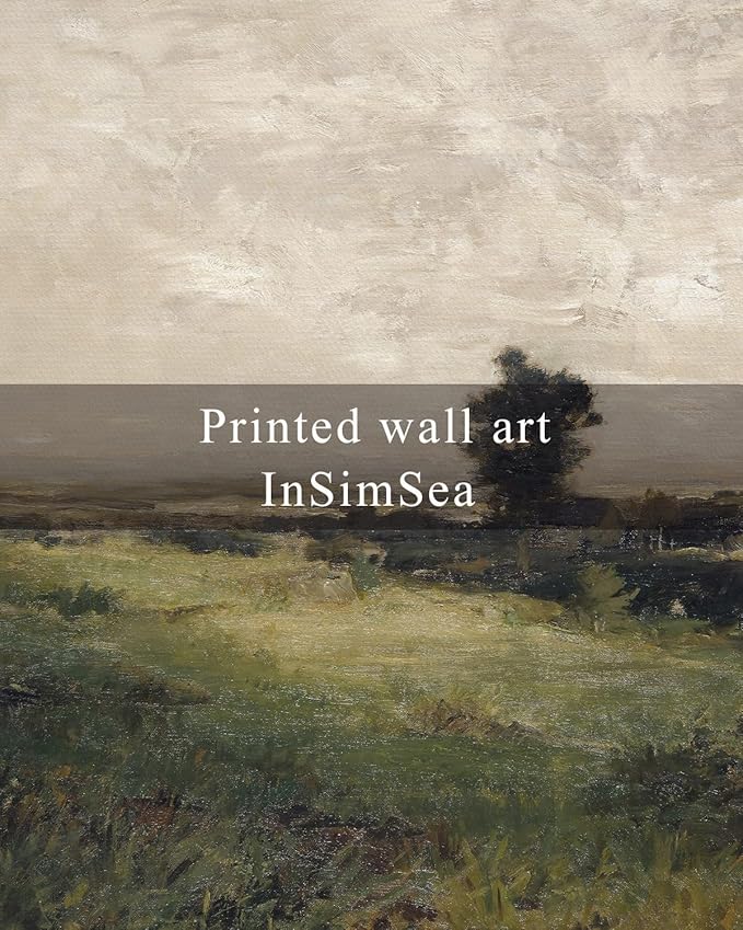 InSimSea Framed Canvas Wall Art Vintage Decor, Landscape Wall Art Room Decor, Large Classical Scenery Valley Grassland Paintings Wall Decor, Home Decor for Living Room Bedroom Office, 16
