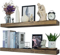Rustic Floating Shelves 36 inch Long 8 inch deep Set of 2, Solid Wood Wall Shelves for Bedroom Living Room Kitchen,Book Shelf for Wall, Wall Mounted Shelves with Hidden Bracket- Walnut