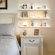 24 Inch Nursery Book Shelves Set of 4, White Metal Floating Shelves for Wall, Scalloped Cloud Book Shelf for Kids Room, Bathroom, Bedroom, Playroom Wall Decor & Storage