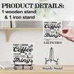 Coffee Bar Decor, Farmhouse Kitchen Table Decor, Coffee Station Accessories, Wooden Decorative Sign with Iron Stand for Table Desk Shelf Display-E20