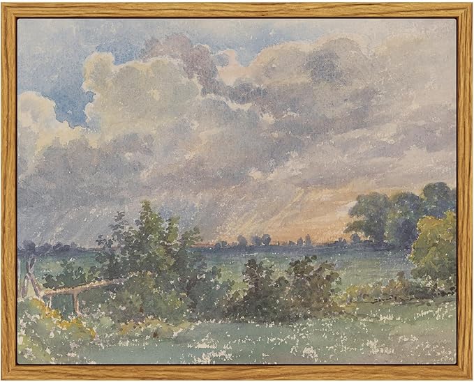 InSimSea Framed Canvas Wall Art, Vintage Landscape Art for Living Room Hallway Shelf, 10x8in,English Countryside Watercolor Painting, Rustic Farmhouse Cozy Cottage Mid Century Small Decor