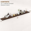 Floating Shelves for Wall Decor, 8 Inch Deep Rustic Solid Elm Wood Floating Shelves Wall Mounted, Wall Shelves with Invisible Bracket for Living Room Bathroom Bedroom Kitchen, 72 Inch Set of 1, Walnut