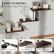 Marsmiles Wood Floating Shelves for Wall Set of 3, 17 Inch Wide Rustic Wooden Floating Shelves, Invisible Wall Mounted Display for Living Room Bedroom Kitchen Bathroom Office, Rustic Brown